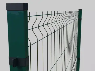 Metal Green Fence lowpoly 3D model  Low-poly 3D model