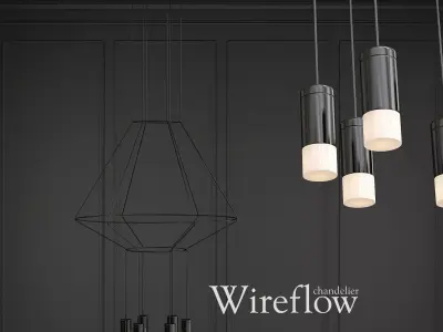 Wireflow light fixtures hanging from wall 3D model