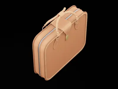 Brown Suitcase Low-poly 3D model