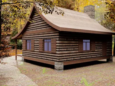 the little house in the woods Low-poly 3D model