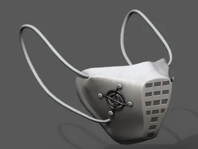 Gas mask respirator white plastic protection combat  Low-poly 3D model