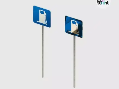 Traffic Sign Stylized Roadside 3D Asset Pack Low-poly 3D model