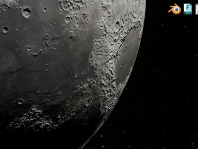 The Moon with 16K Texture and Height Map Low-poly 3D model