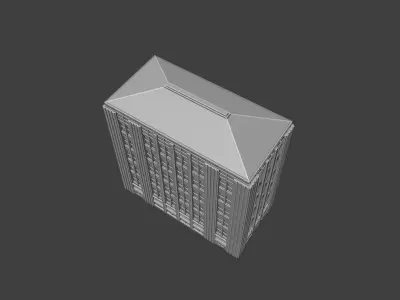 Art Deco Office Tower Low Poly City Building Game Ready 3D print model