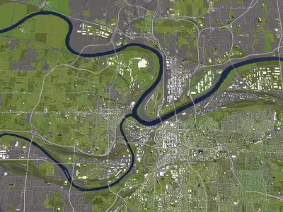 Kansas City 50x50km 3D City Map 3D model