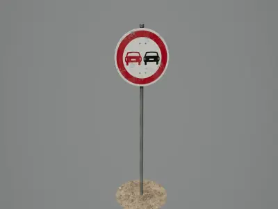 Road Sign 01 - Dont Overtake Low-poly 3D model