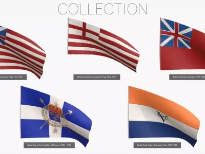 Old Merchants Naval Flags 3D Model Pack