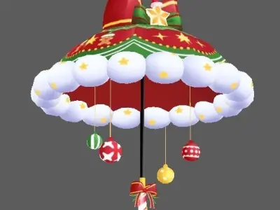 Christmas umbrella Low-poly 3D model