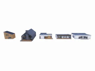 House Pack of 20 - created with Revit Family  Low-poly 3D model