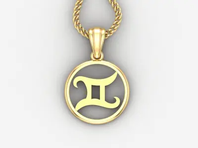 Circle Gemini Light Gold Pendant Version 6 3D print model