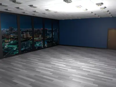 empty room with night city Low-poly 3D model