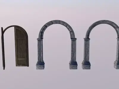Arc and wooden doors 3D model