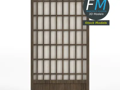 Shoji japanese paper door 3D model