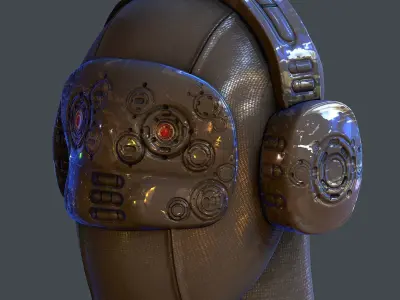 Gas mask helmet scifi Low-poly character art game space Low-poly 3D model 6