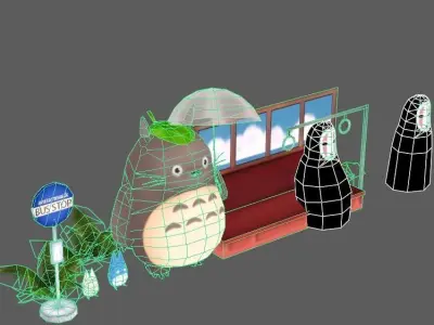 bus stop totoro  Low-poly 3D model