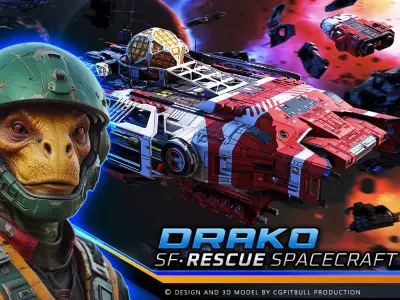 DRAKO - Rescue Ship  Low-poly 3D model