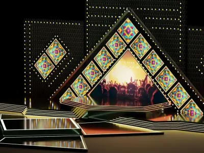 Entertainment Concert and Corporate Event Stage with Light Low-poly 3D model