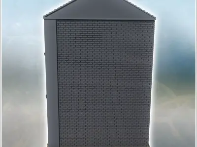 Square brick building with shuttered windows and two floors inta 3D print model