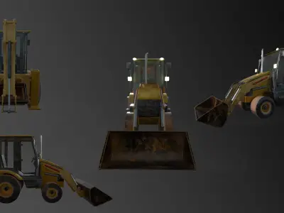 3D JCB forklift Low-poly 3D model