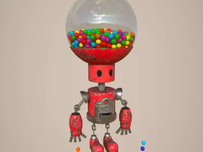 Candy Robot 4k textures Low-poly 3D model