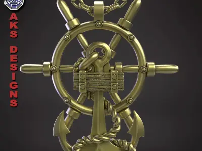 Pendant biker jewelry Anchor v1  3D print model