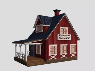 American Style Cottage - Town House Model Low-poly 3D model shop