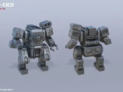 Scifi Mini bot collection 3D Model Pack