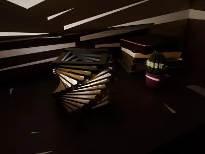 Funky Twisted Wood Lamp with Edison Bulb Low-poly 3D model