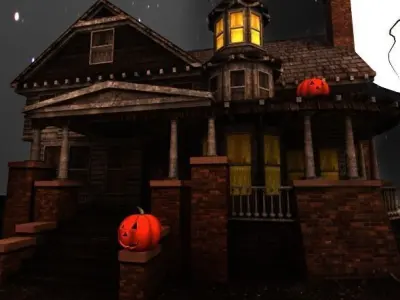Halloween old house with porch 3D model