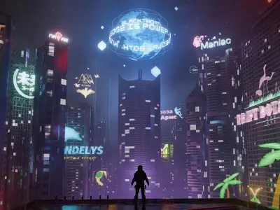 17 Detailed Cyberpunk Holograms Low-poly 3D model