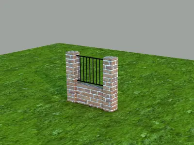 Fences fence in grass Low-poly 3D model