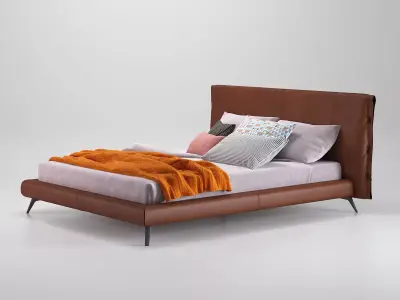 Cuff modern bed frame with upholstered headboard and footboard 3D model