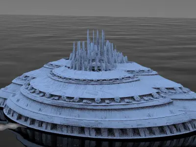 Sci fi City Dome floating island 3 3D model