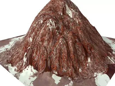 Red Snow ICE Mountain Canyon Desert Low Poly Terrain Rock 7 Low-poly 3D model