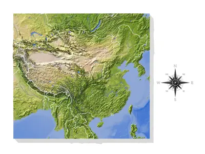 China High resolution 3D relief maps 3D model