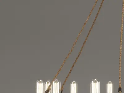 Chandelier industrial with rope lights 3D model