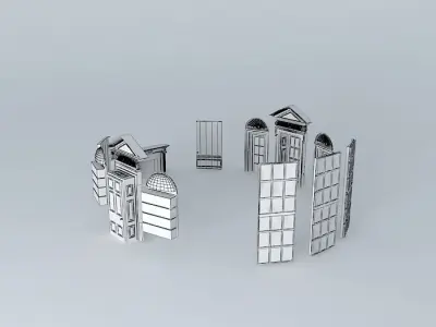 Oval Office  Windows doors fireplaces and shelves Free 3D model