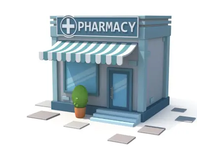Cartoon pharmacy Low-poly 3D model