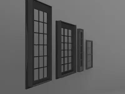 Window Set four windows 3D model
