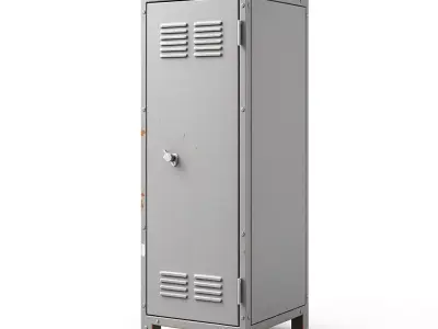 Industrial Distressed Metal Storage Locker Low-poly 3D model