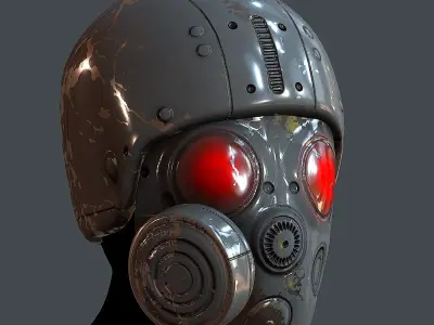 Gas mask helmet 3d model scifi Low-poly Low-poly 3D model Low-poly 3D model
