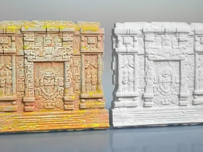 High poly ruin Mayan Temple Walls - 240712 3D model