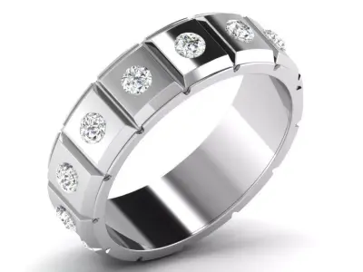 Light Weight White Gold Diamond Ring DR-6622 3D print model