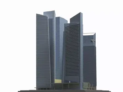 Marina Bay Financial Centre - MBFC- 3D Model Low-poly 3D model