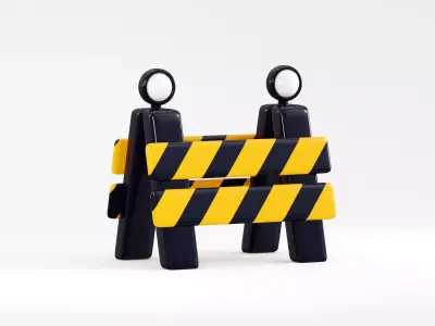 Cartoon Road Berrier Low-poly 3D model