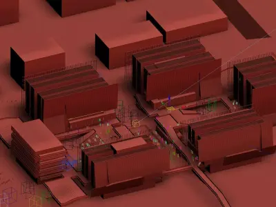 Modern Urban Complex with Open Public Spaces 3D model