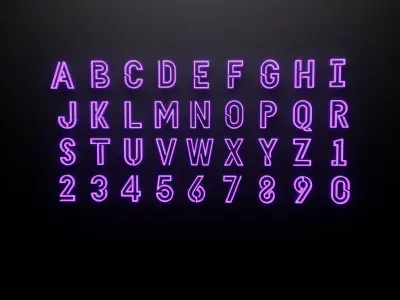 Neon Alphabets and numbers 3D model