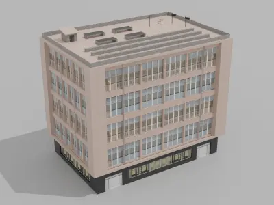 10 low-poly urban buildings Low-poly 3D model
