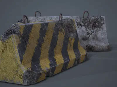 Roadblock Low Poly Prop With Lod Low-poly 3D model