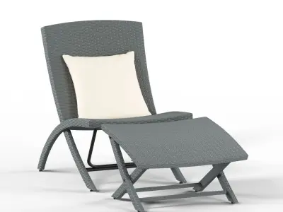  Havenside Home Plymouth Grey 5-piece Chair Table Rattan Set 3D model